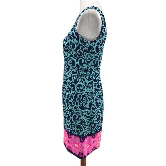 Lilly Pulitzer Delia Pink Blue Fountain Hopping Sleeveless Shift Dress - Picture 4 of 8